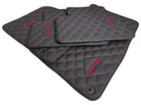 Leather Floor Mats for Porsche Cayenne GTS (2010-2018) Red Sewing - AutoWin