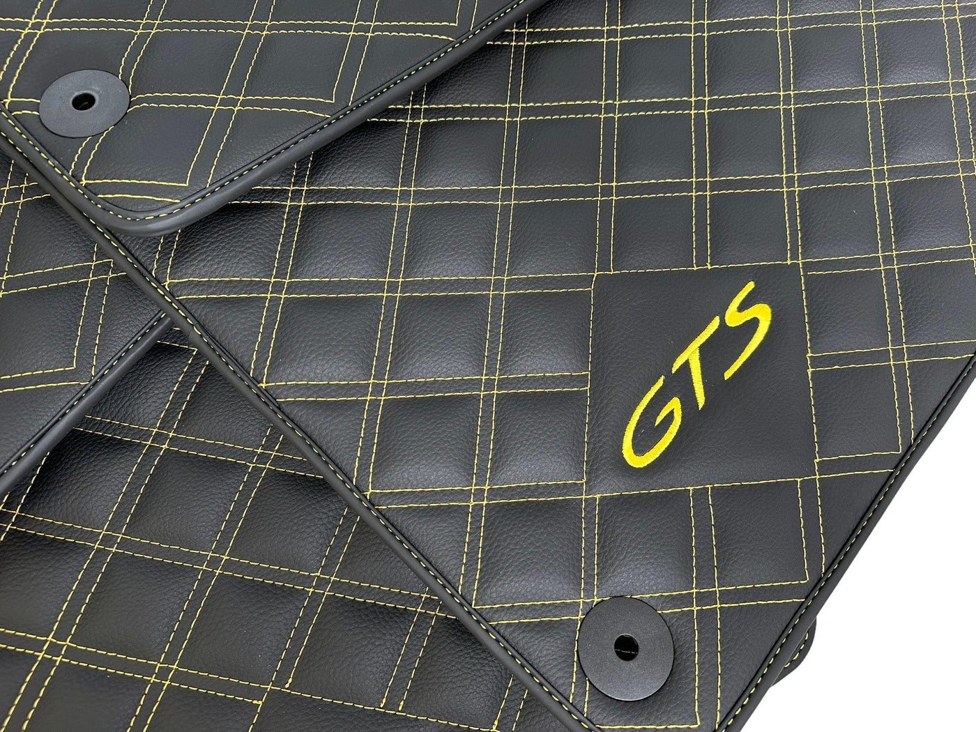 Leather Floor Mats for Porsche Cayenne GTS (2010-2018) Yellow Sewing - AutoWin