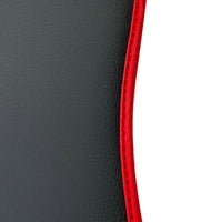 Leather Floor Mats with Red Trim for Ford Mustang GT350 Shelby (2015-2021) with Cobra Sewing - AutoWin