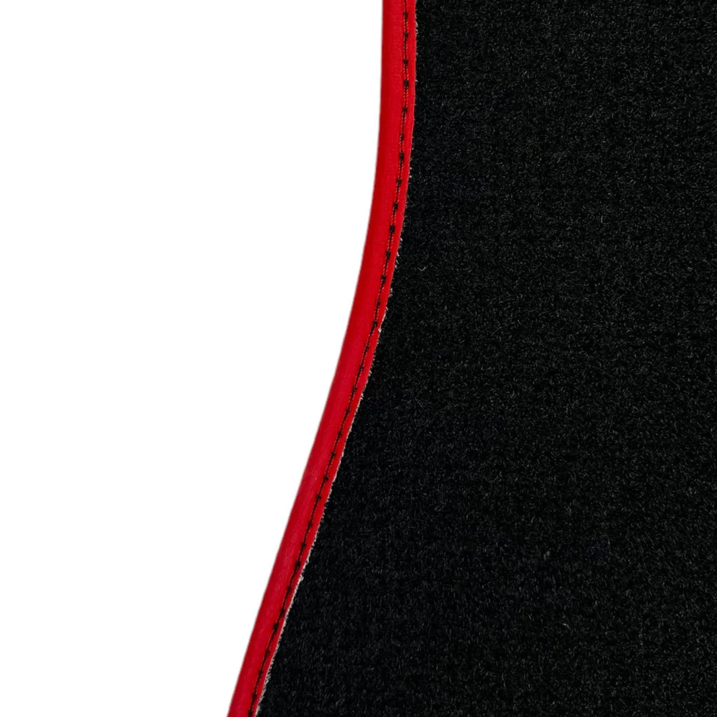 Leather Floor Mats with Red Trim for Ford Mustang GT350 Shelby (2015-2021) with Cobra Sewing - AutoWin