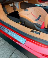Black Floor Mats for Ferrari SF90 Stradale (2019-2024) with Leather and Yellow Trim