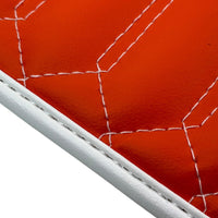Orange Leather Floor Mats for Lamborghini Huracan with White Trim - AutoWin