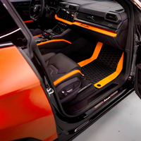 Mats de coche negros personalizables para Lamborghini Urus con cuero naranja