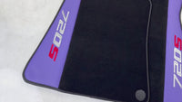 Purple Leather Black Floor Mats for McLaren 720S | Black Trim