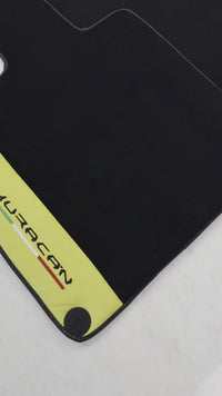 حسامات سيارات سوداء لسيارة لامبورغيني هوراكان مع جلد ألكنتارا الأصفر