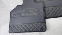 Tapis de voiture en cuir noir pour Lamborghini Gallardo avec couture jaune | Design ER56