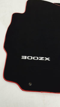 Black Floor Mats For Nissan 300ZX (1990-2000) Red Trim
