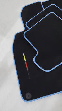Black Floor Mats for Porsche 911 - 992 (2019-2024) with Blue Trim