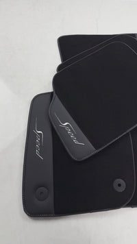 Tappetini per auto neri per Bentley Continental GT (2018–2023) Speed con pelle