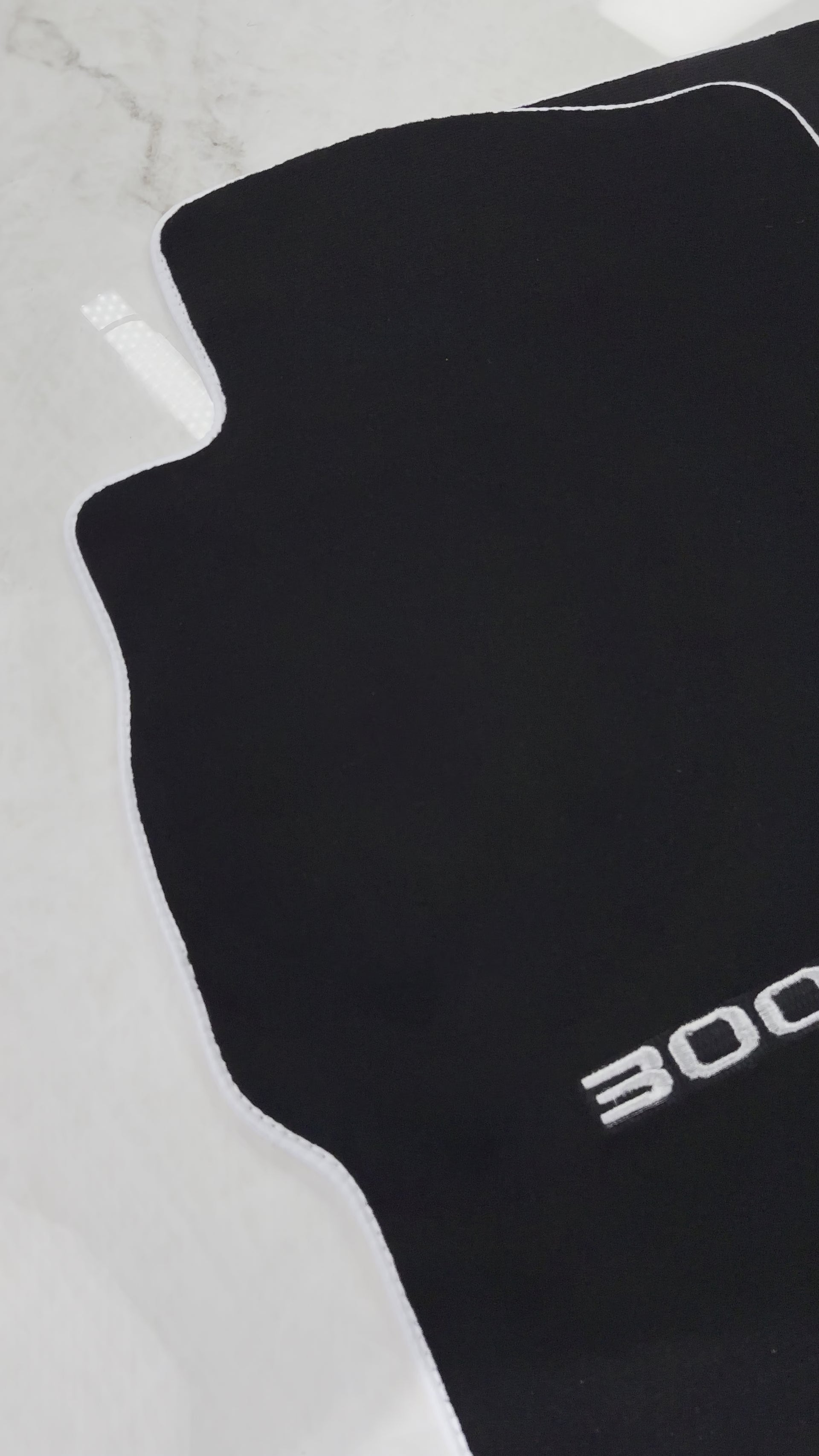 Black Floor Mats For Nissan 300ZX (1990-2000) with White Trim - AutoWin