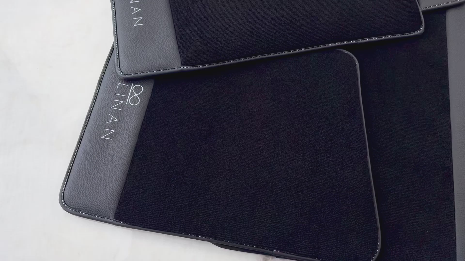 حصائر سيارات سوداء لسيارة رولز رويس كولينان مع جلد أسود - AutoWin