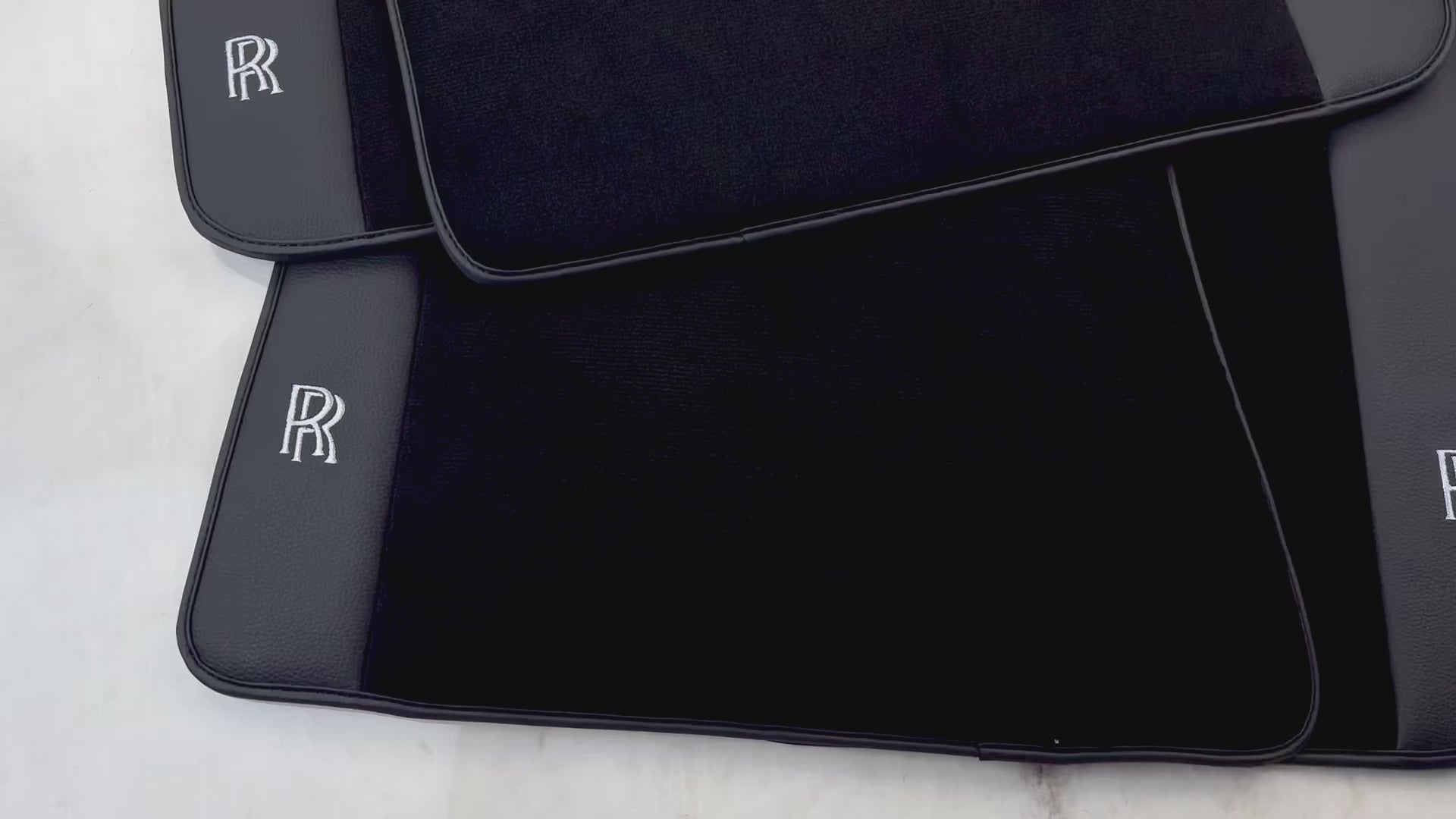 Black Floor Mats for Rolls Royce Cullinan with Black Leather - AutoWin