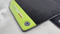 Black Floor Mats for Lamborghini Aventador With Green Leather