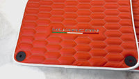 Orange Leather Floor Mats for Lamborghini Huracan with White Trim