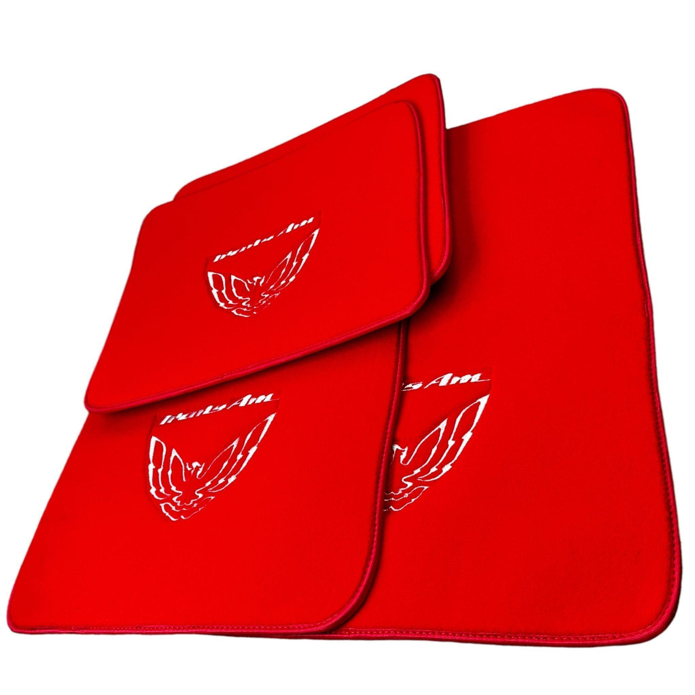 Red Floor Mats for Pontiac FireBird (1970-1981) with Trans Am Logo - AutoWin