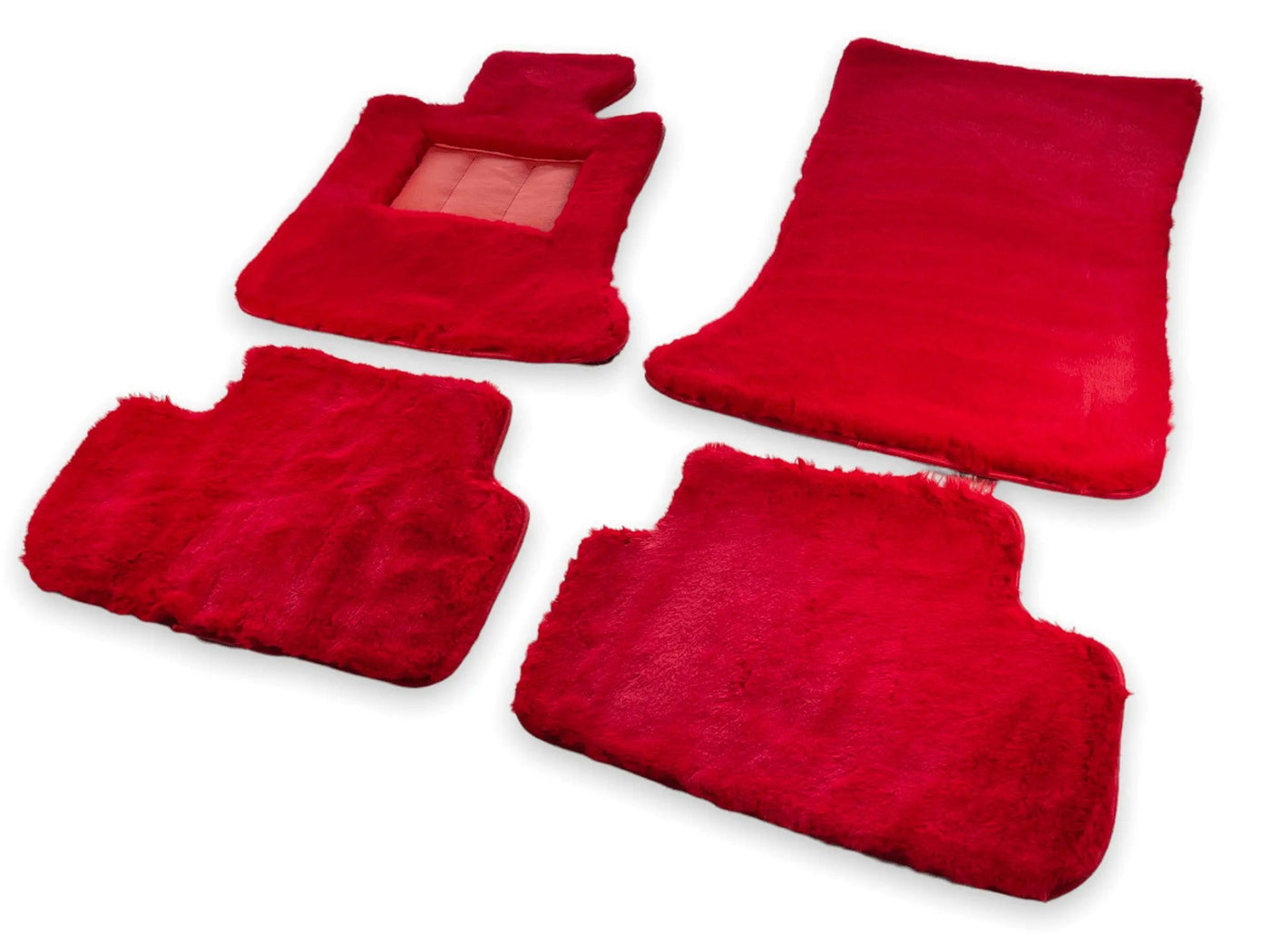 Red Sheepskin Floor Mats For Bentley Flying Spur (2005-2013) Er56 Design Brand - AutoWin