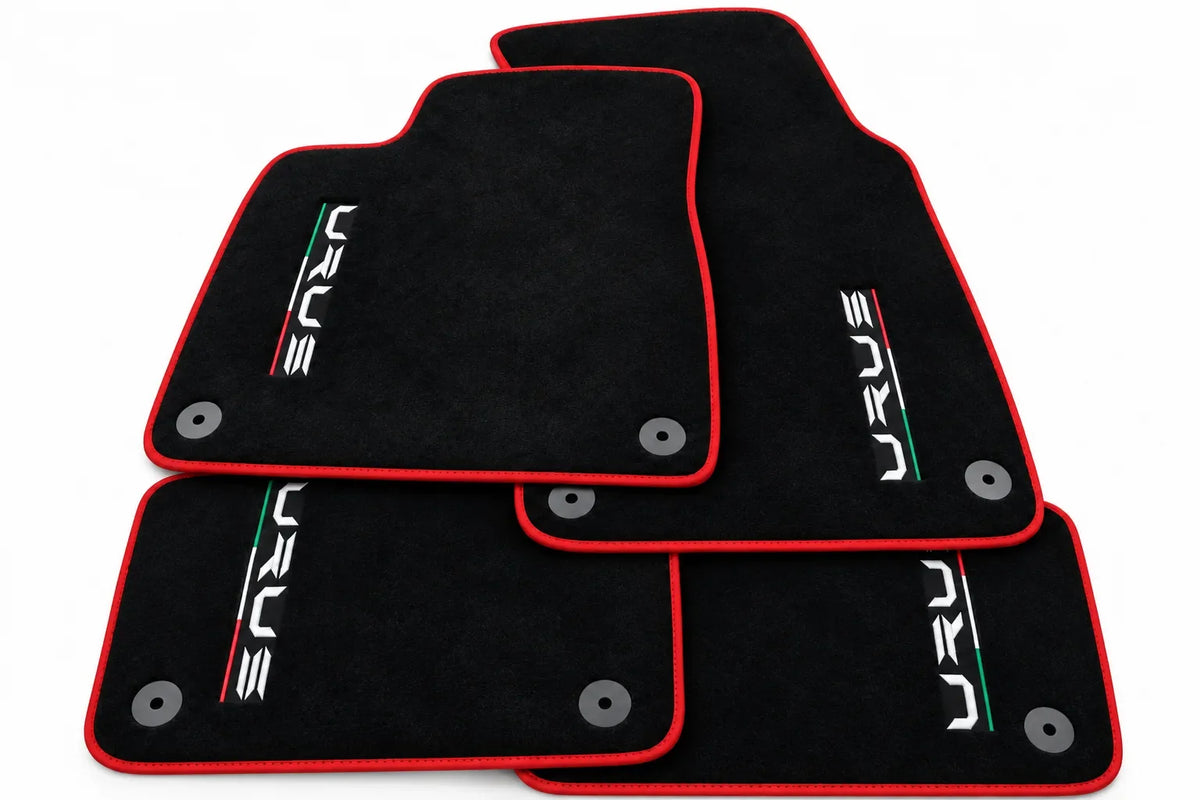 Floor Mats For Lamborghini Urus Black Tailored With Orange Rounds Carpets - Red trim