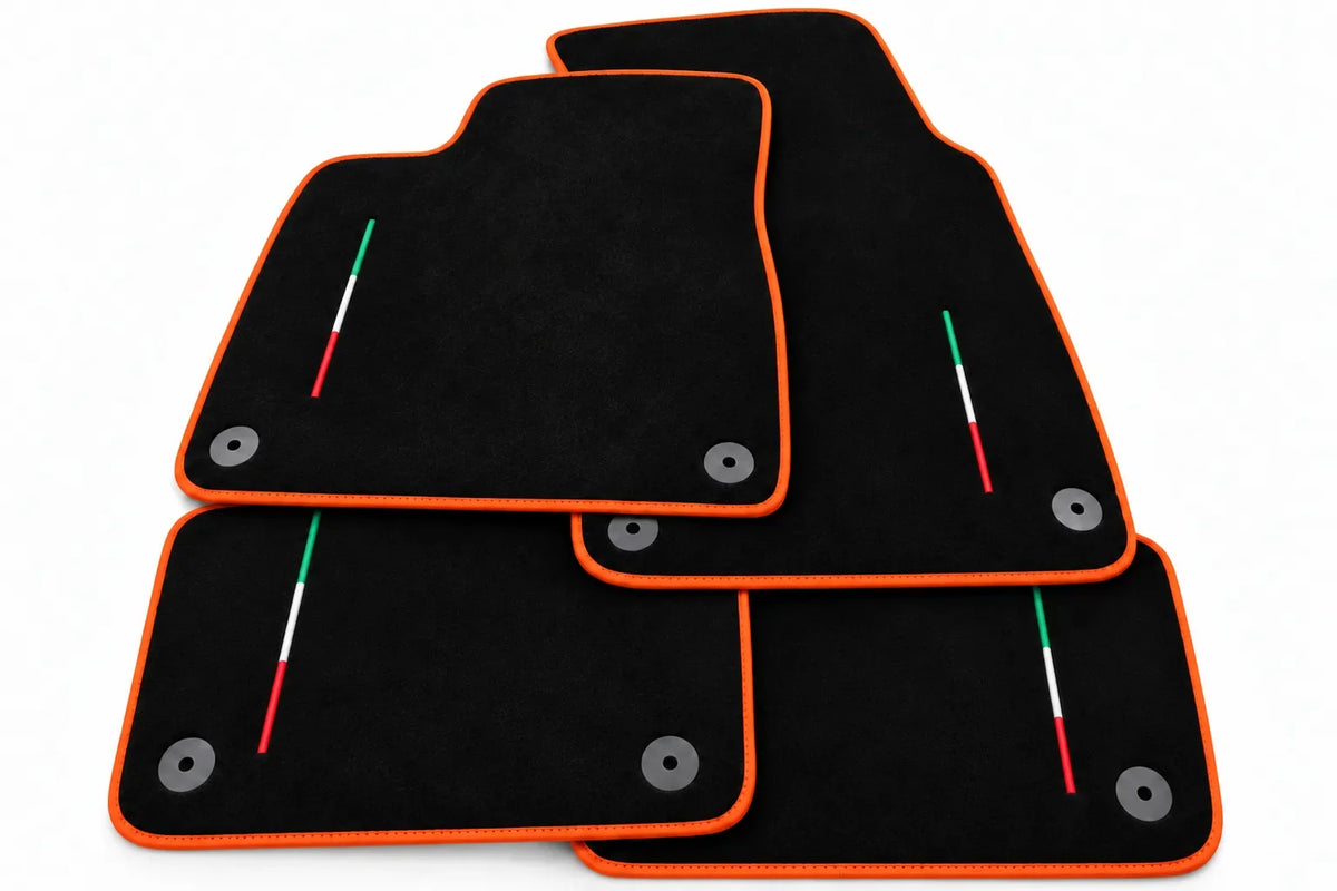 Floor Mats For Lamborghini Urus Black Tailored With Orange Rounds Carpets - Orange trim