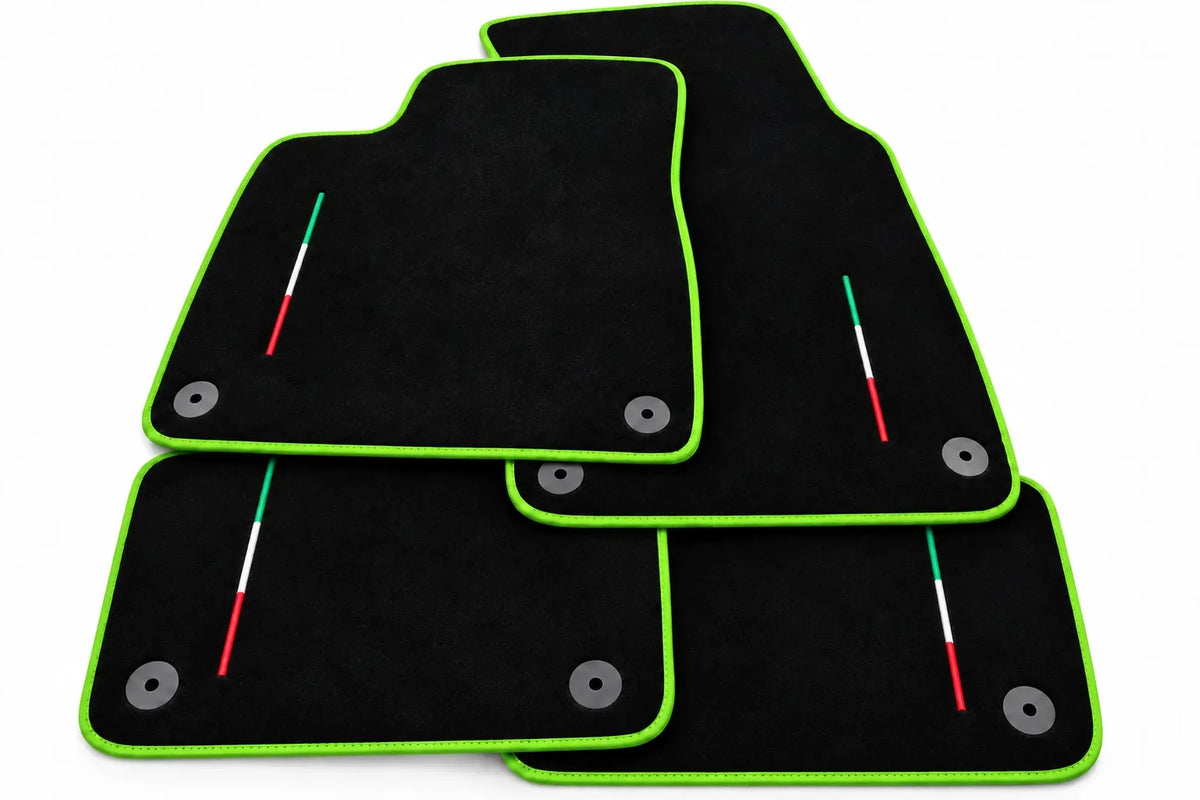Black Floor Mats For Lamborghini Urus Tailored With Yellow Trim - Green