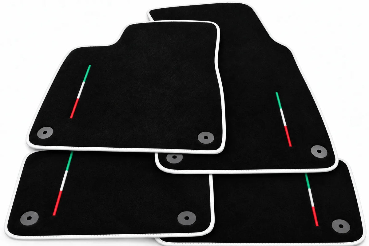 Black Floor Mats For Lamborghini Urus Tailored With Yellow Trim - White