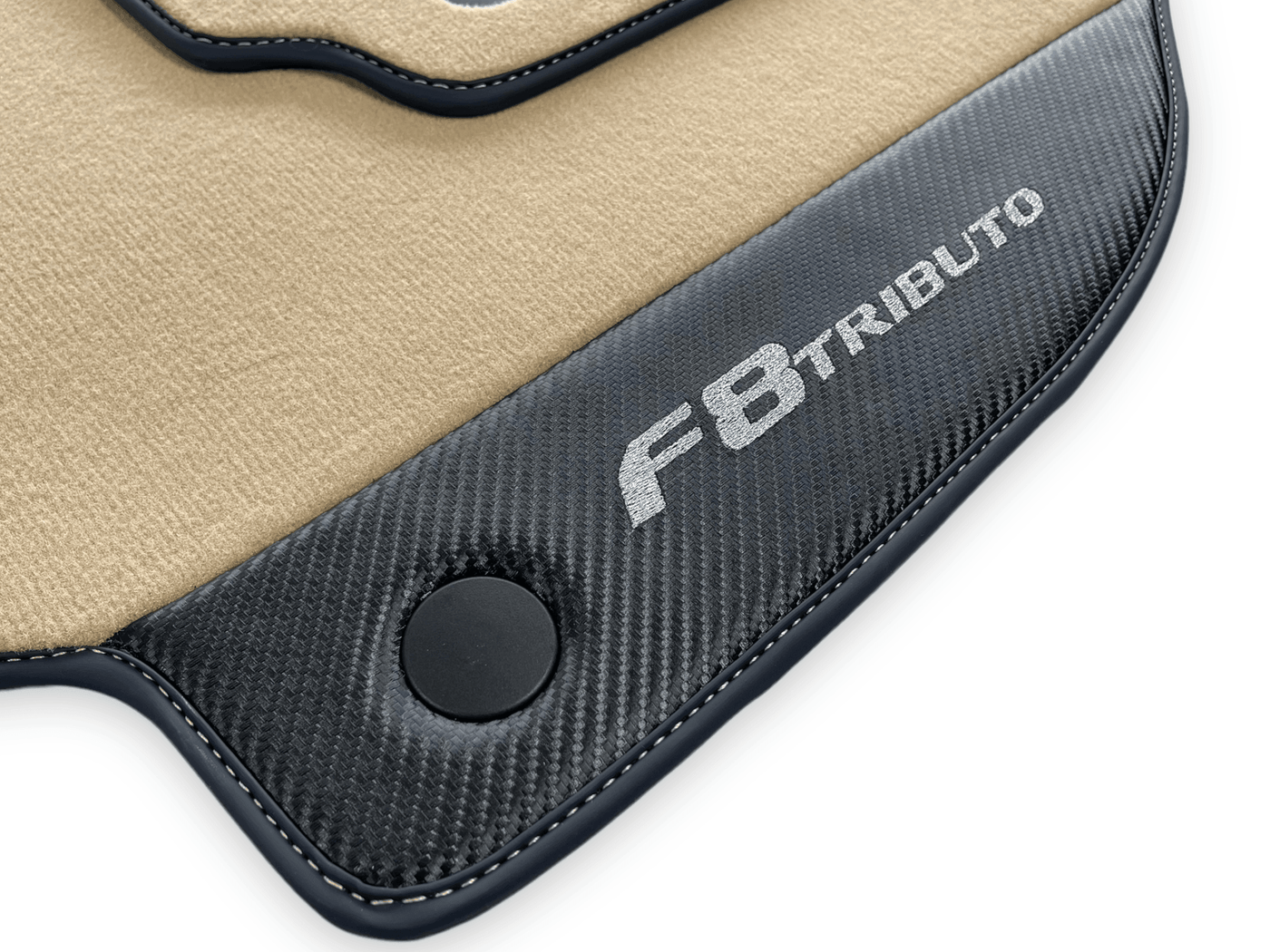 Beige Floor Mats For Ferrari F8 Tributo 2019-2022 With Carbon Leather - AutoWin