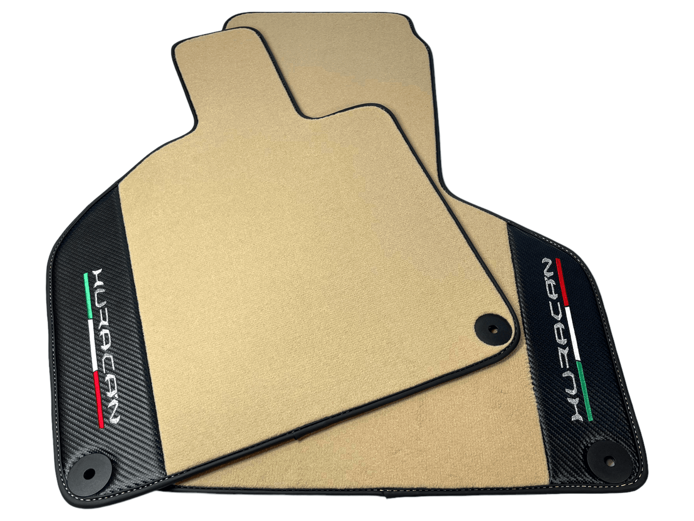 Beige Floor Mats for Lamborghini Huracan With Carbon Fiber Leather - AutoWin