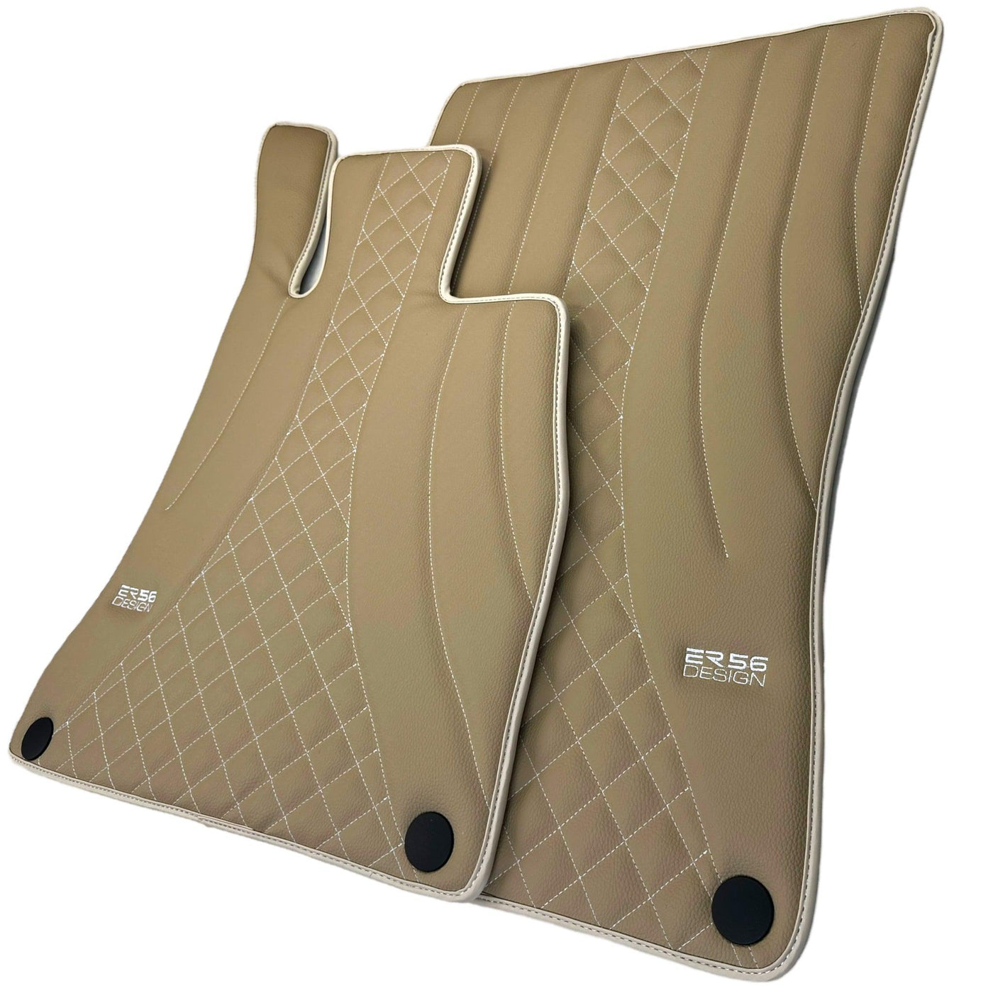 Beige Leather Floor Mats For Mercedes Benz GL-Class X166 (2012-2015) | ER56 Design - AutoWin