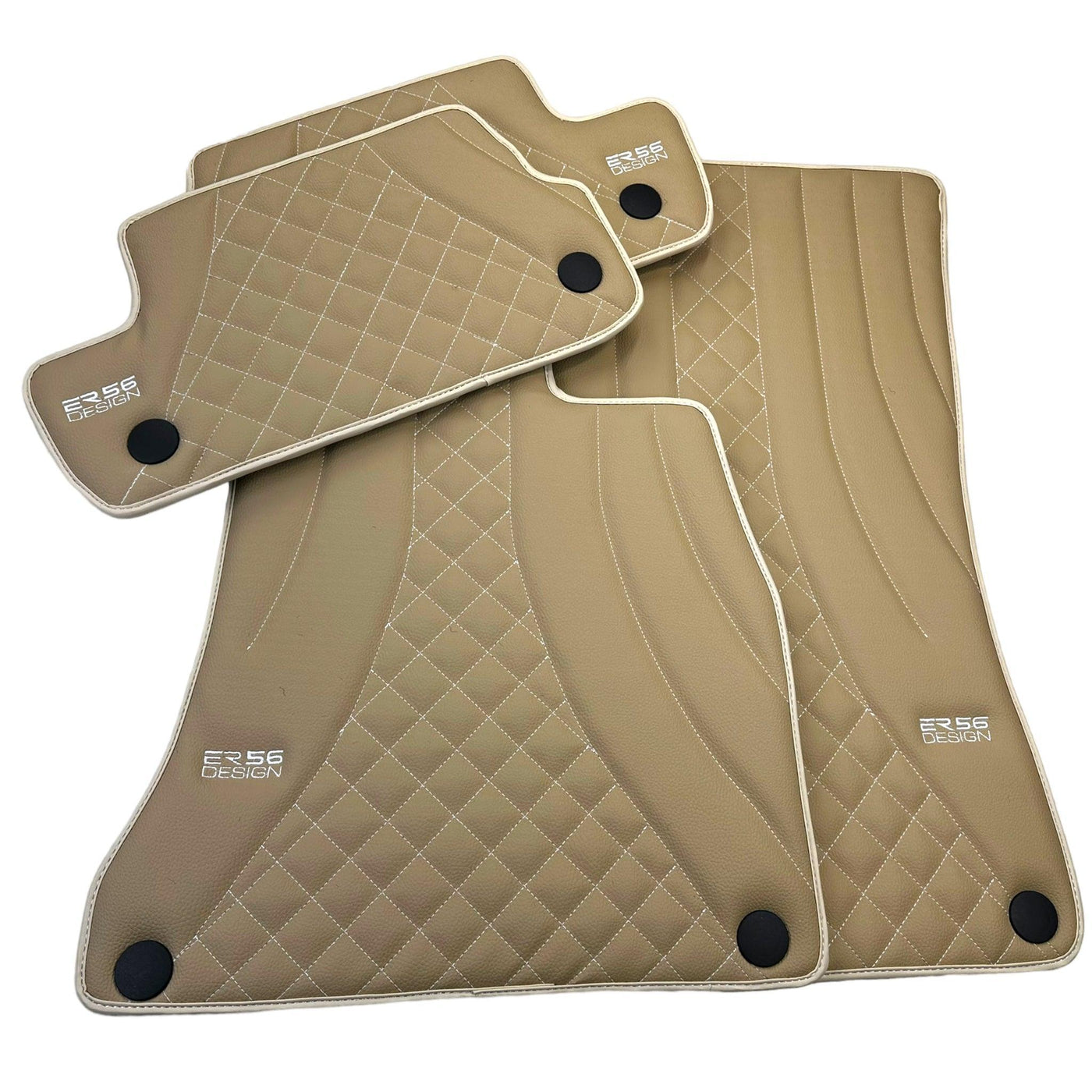 Beige Leather Floor Mats For Mercedes Benz S-Class V223 (2020-2023) Long Wheelbase | ER56 Design - AutoWin
