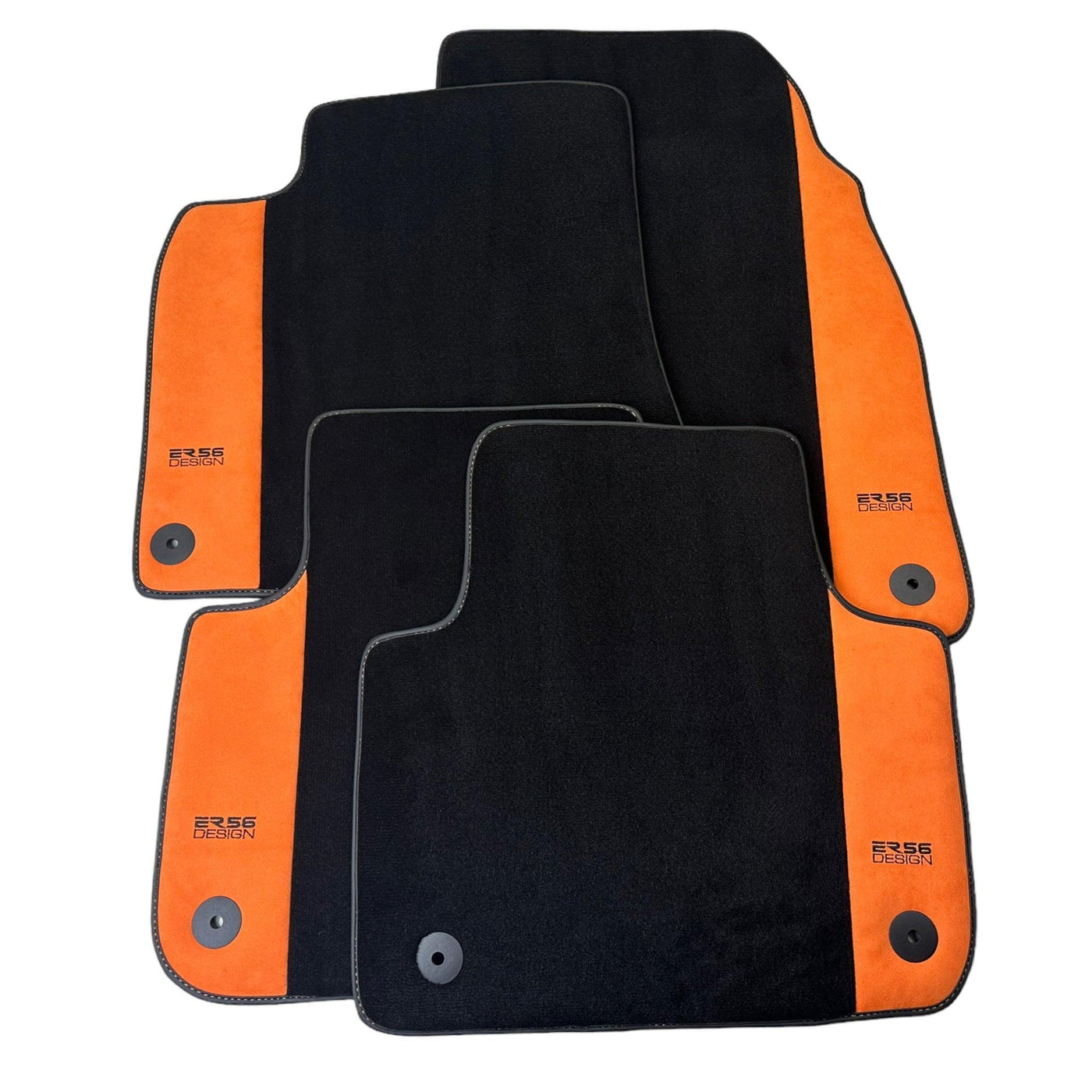 Black Floor Mats for Audi A3 - 5-door Sportback (2013-2020) With Orange Alcantara | ER56 Design - AutoWin