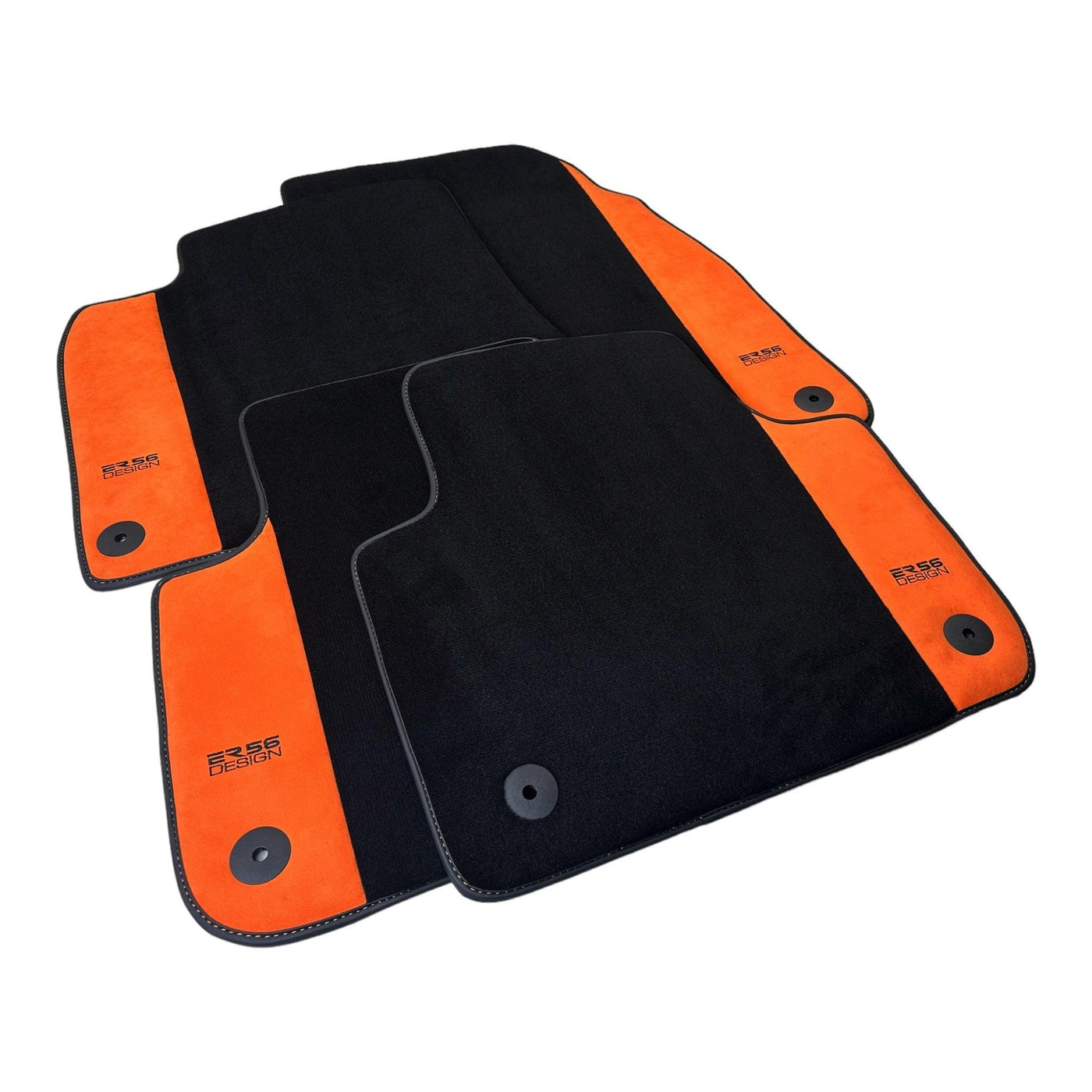 Black Floor Mats for Audi A3 - 5-door Sportback (2013-2020) With Orange Alcantara | ER56 Design - AutoWin
