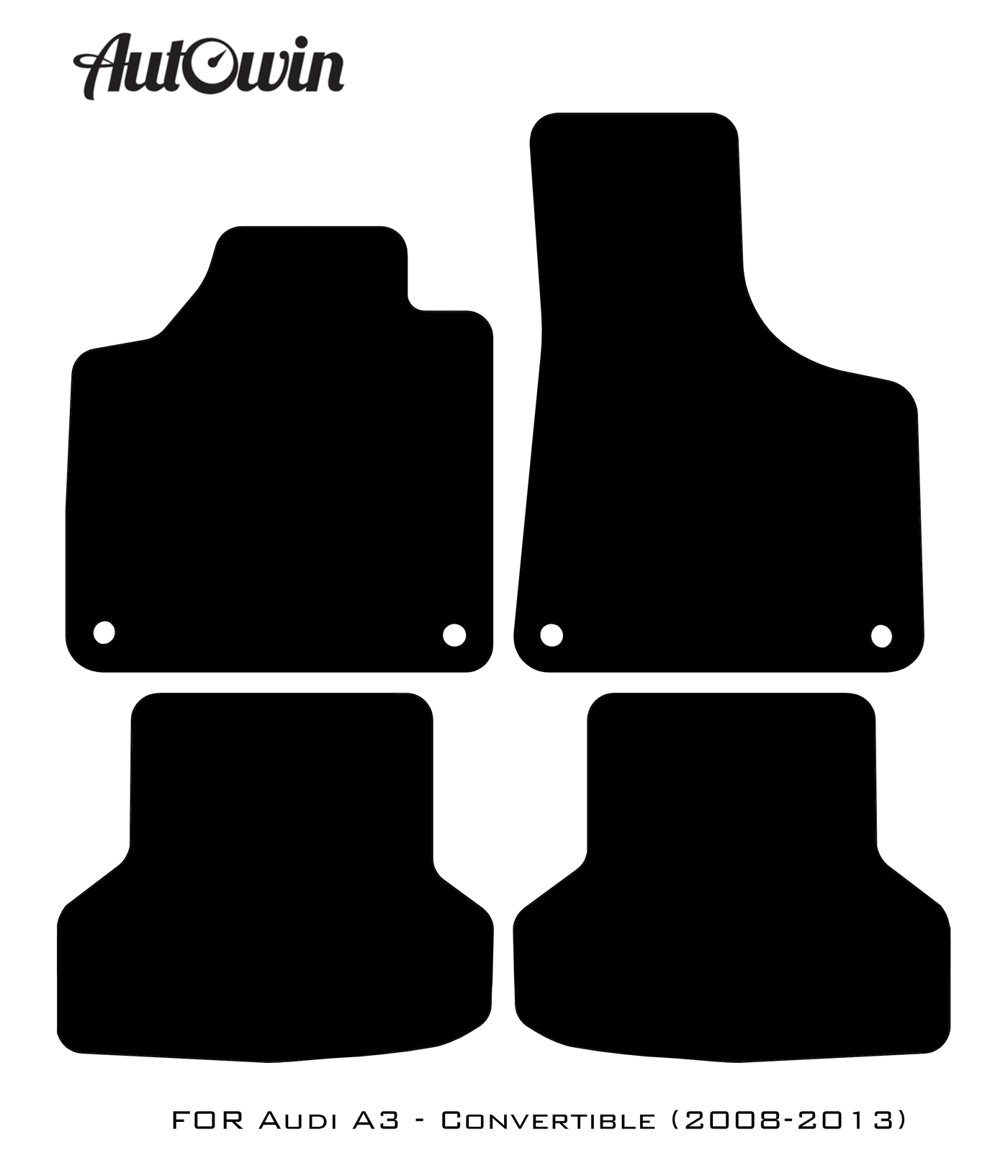 Black Floor Mats for Audi A3 - Convertible (2008-2013) With Orange Alcantara | ER56 Design - AutoWin