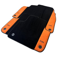Black Floor Mats for Audi A4 - B5 Facelift Avant (1999-2001) With Orange Alcantara | ER56 Design - AutoWin