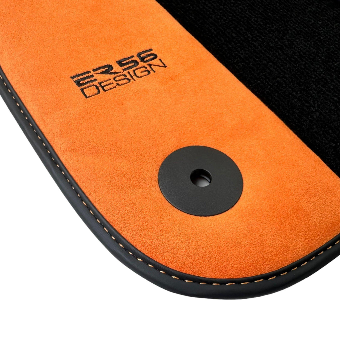 Black Floor Mats for Audi A6 - C5 Avant Facelift (2002-2004) With Orange Alcantara | ER56 Design - AutoWin