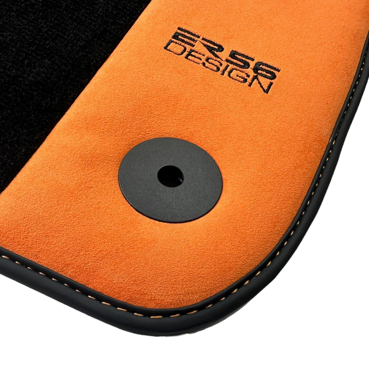 Black Floor Mats for Audi A6 - C6 Allroad Quattro (2006-2008) With Orange Alcantara | ER56 Design - AutoWin