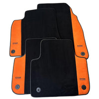 Black Floor Mats for Audi A6 - C6 Sedan Facelift (2008-2011) With Orange Alcantara | ER56 Design - AutoWin