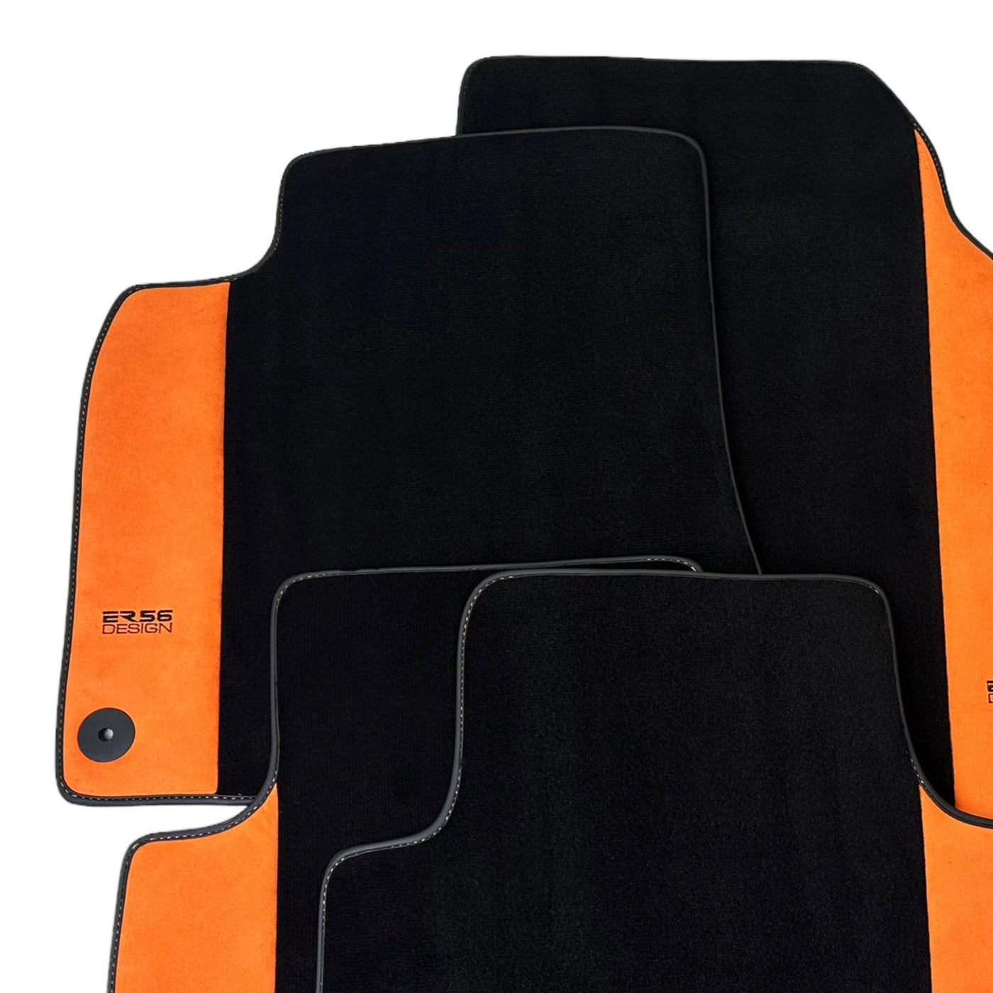 Black Floor Mats for Audi e-tron Sportback (2020-2024) With Orange Alcantara | ER56 Design - AutoWin