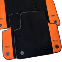 Black Floor Mats for Audi Q4 E-tron (2021-2024) With Orange Alcantara | ER56 Design - AutoWin
