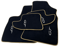 Black Floor Mats For Bentley Continental GT 2003–2011 With Gold Color Trim - AutoWin