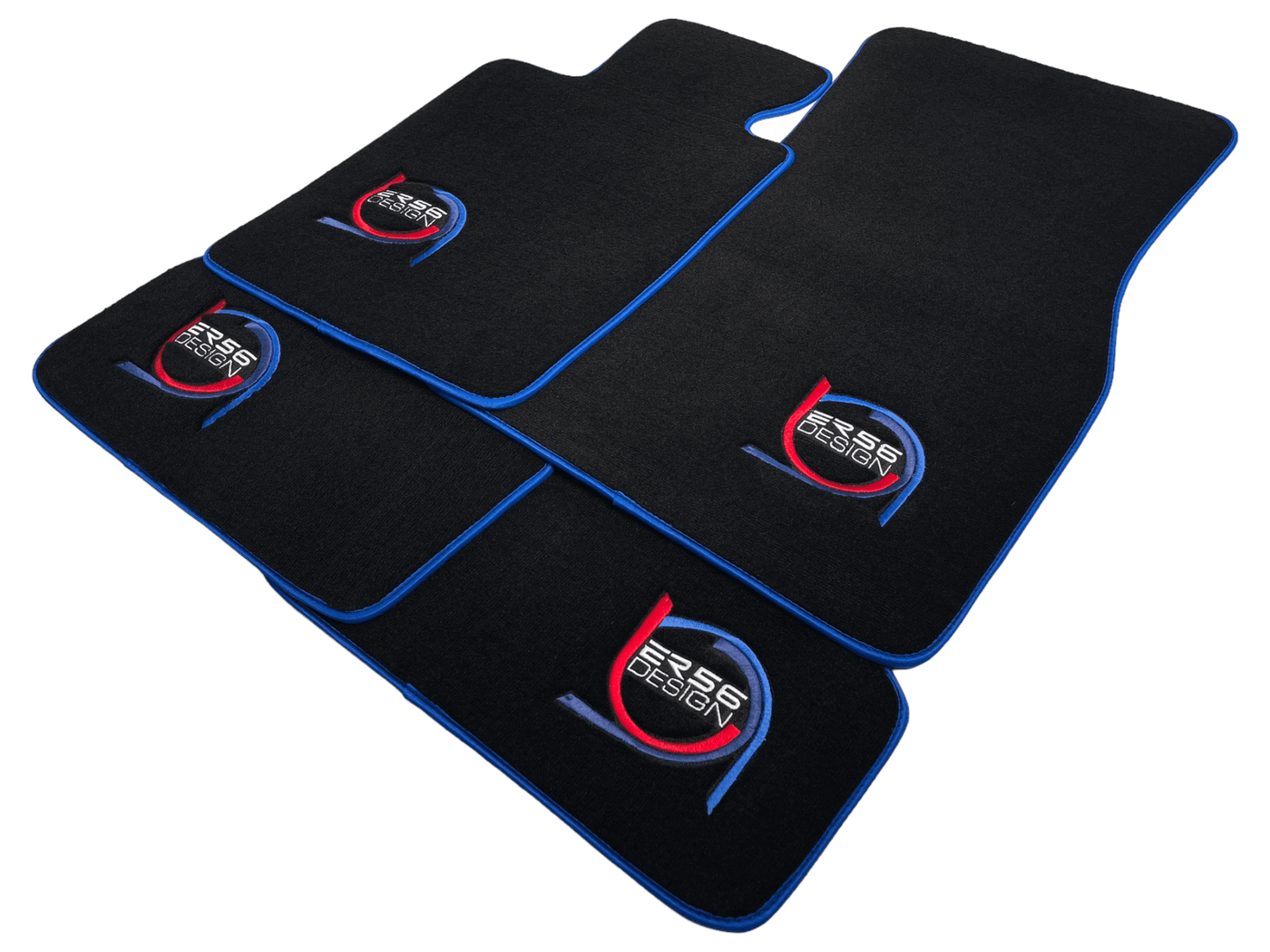 Black Floor Mats For BMW 1 Series E88 Convertible ER56 Design Limited Edition Blue Trim - AutoWin