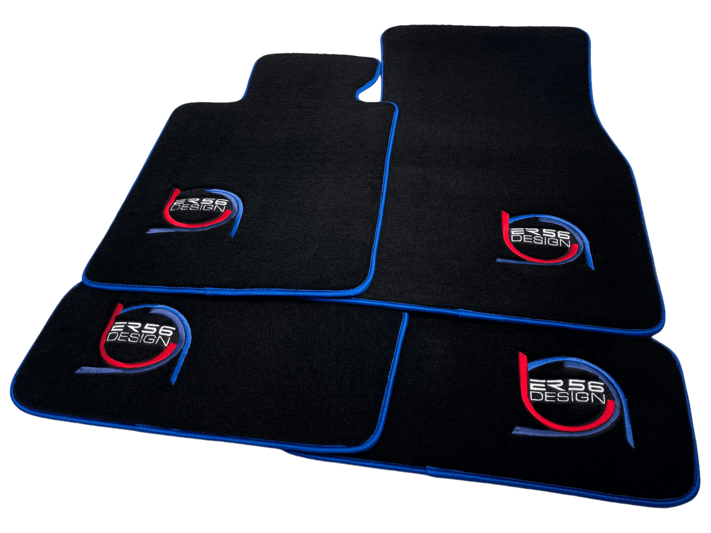 Black Floor Mats For BMW 7 Series E32 ER56 Design Limited Edition Blue Trim - AutoWin