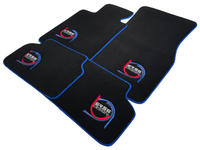 Black Floor Mats For BMW M5 Series F90 ER56 Design With Blue Trim - AutoWin