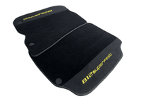 Black Floor Mats For Ferrari 812 Superfast With Alcantara Leather Yellow Edition - AutoWin