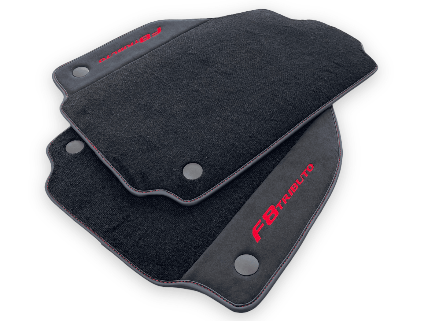 Black Floor Mats For Ferrari F8 Tributo 2019-2022 With Alcantara Leather - AutoWin