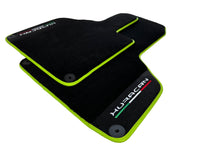 Black Floor Mats for Lamborghini Huracan With Alcantara Leather Green Trim - AutoWin