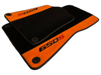 Black Floor Mats For McLaren 650S Black Tailored With Orange Alcantara Leather - AutoWin