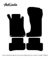 Black Floor Mats For Mercedes Benz C-Class S203 Estate 4Matic (2001-2007) | Fighter Jet Edition - AutoWin