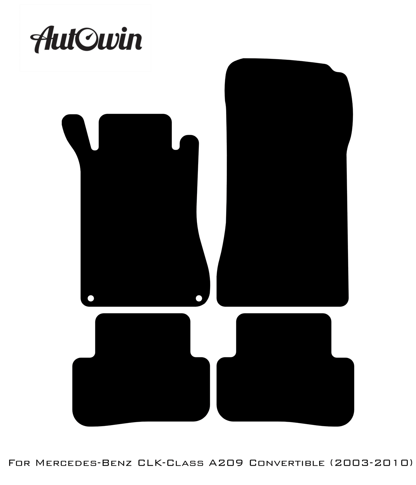 Black Floor Mats For Mercedes Benz CLK-Class A209 Convertible (2003-2010) | Fighter Jet Edition - AutoWin
