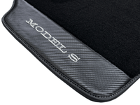 Black Floor Mats For Tesla Model S With Carbon Fiber Leather - AutoWin