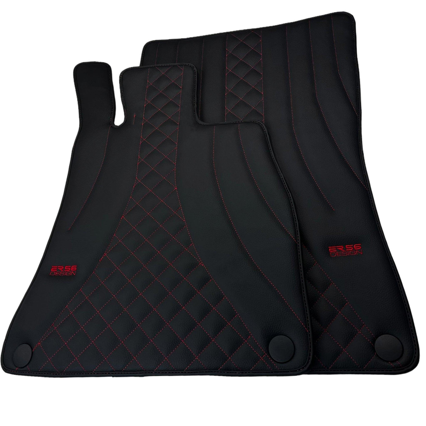Black Leather Floor Mats For Mercedes Benz S-Class C126 Coupe (1981-1991) | ER56 Design - AutoWin