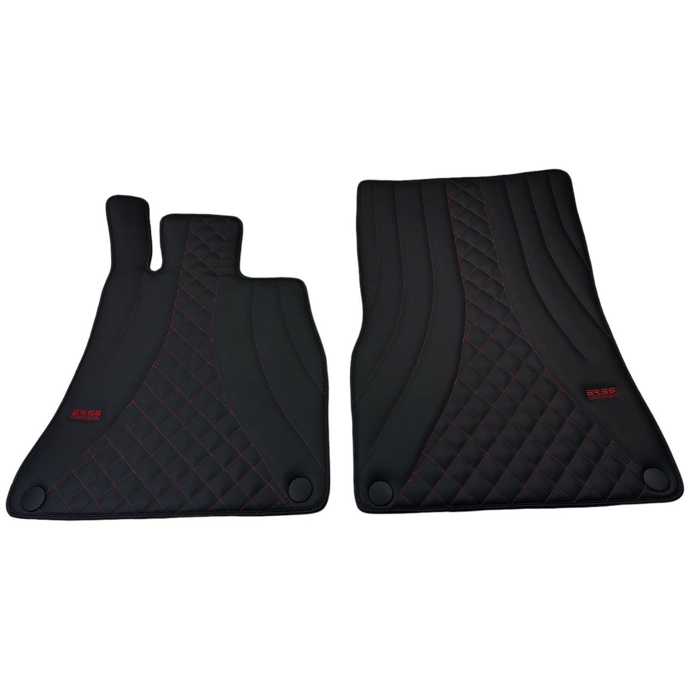 Black Leather Floor Mats For Mercedes Benz S-Class V223 (2021-2023) Hybrid | ER56 Design - AutoWin